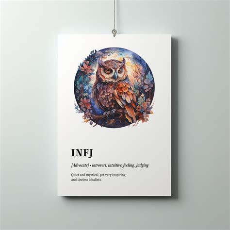 Mbti Infj Spirit Animal Owl Wall Art Psychology Collection Personality