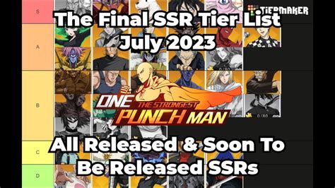 SSR Tier List July 2023 All Released Unreleased SSRs One Punch Man