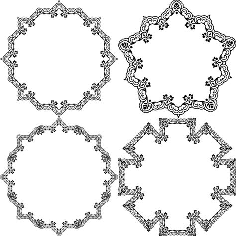 Decorative circles illustration with black white classical border Free vector in Open office ...