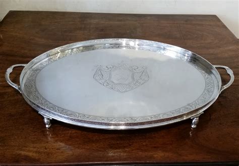 George Iii Silver Tray With Unusual Gallery £reserved Henry Willis