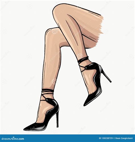 Muchachas Del Vector En Tacones Altos Forme La Ilustración Piernas