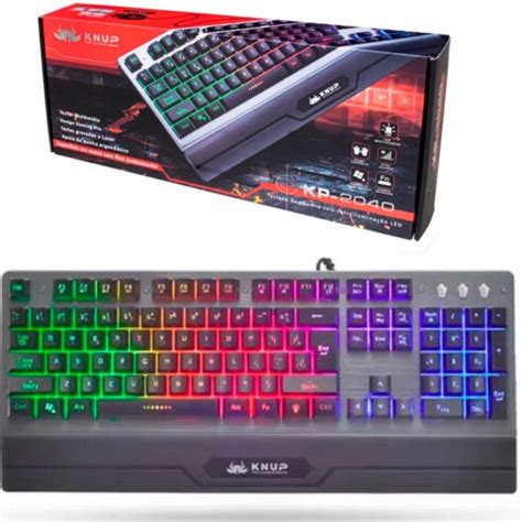 Teclado Gamer Semi Mec Nico Pro Metal Portugu S Luz Led Rgb Knup Kp