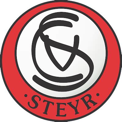 A Red And White Circle With The Word Steyr In It S Center On A Black