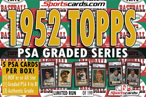 SportsCards.com 1952 Topps Baseball PSA Graded Series Mystery Box – 5 ...