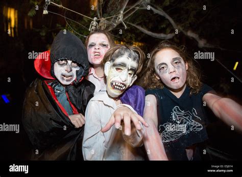 Children dressed-up for Halloween Stock Photo - Alamy