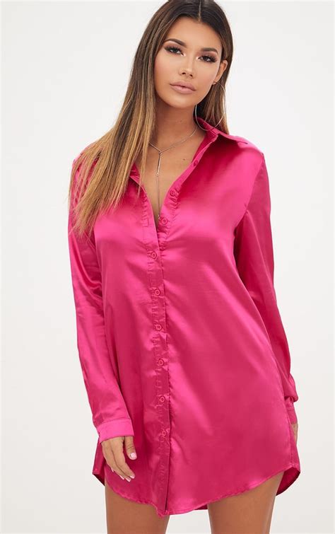 CLU7780 1 14 320510 Satin Shirt Dress Silk Pajamas Women