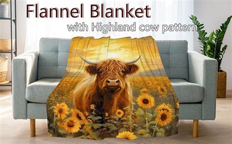 Amazon SARA NELL Highland Cow And Sunflowers Blanket Beautiful