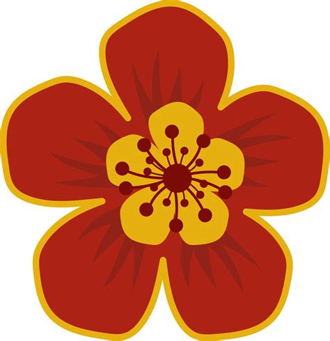 Red chinese flower flat icon 19836931 PNG