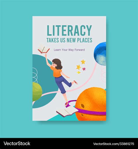 Poster template with international literacy day Vector Image