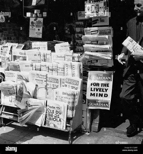 London 1960s Row Of British And Foreign National Newspapers On