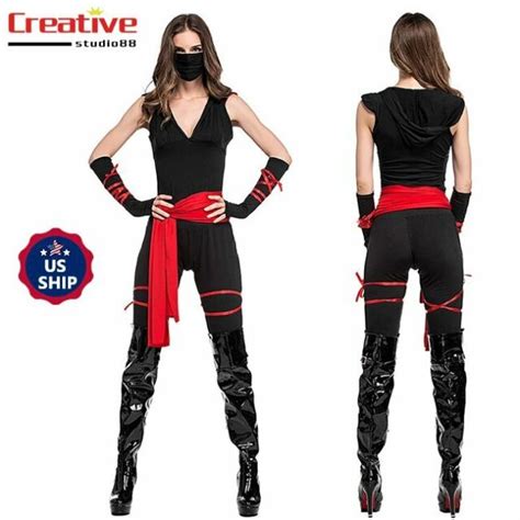 Us Sexy Women S Ninja Warrior Cosplay Halloween Party Costume With Accessories Ebay