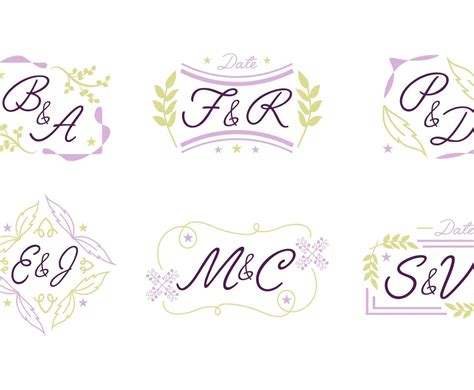 Wedding Monogram Logo Set Vector Art & Graphics | freevector.com