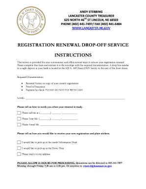 Fillable Online Lancaster Ne Registration Renewal Drop Off Service