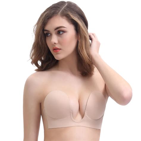 One Piece Deep V Shape Self Adhesive Strapless Push Up Invisible