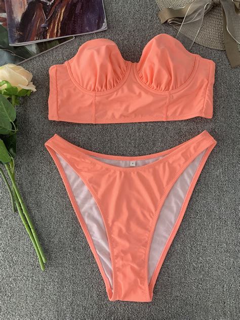 New Design Pure Color Strapless Underwire Brazilian Bikini China Bikini And Swimwear Price