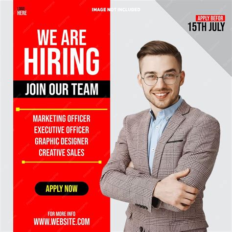 Premium Vector We Are Hiring Poster Job Vacancy Square Banner Or Social Media Post Template