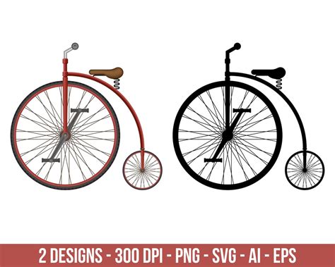 Old Retro Bike Clipart Set. Digital Images or Vector Graphics for Commercial and Personal Use ...