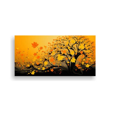 Cuadro Decorativo Estilo Galería árbol Tropical Amarillo Y Naranja Neo