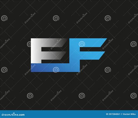 Letra Inicial Ef Logotype Nome Da Empresa Colorida Blue E Prata Swoosh