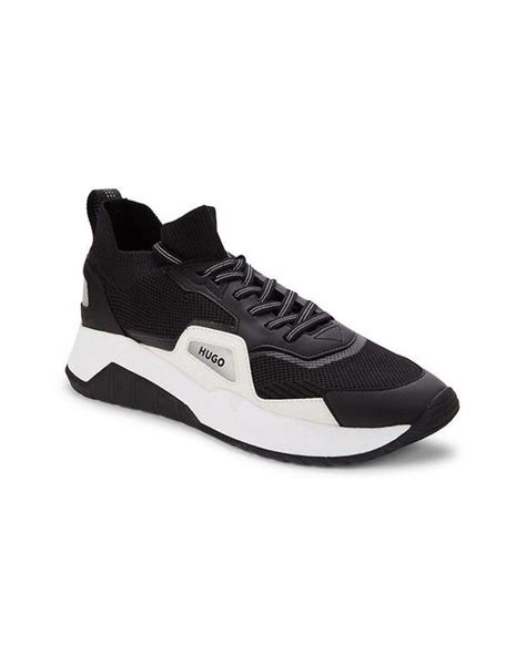 Hugo Atom Mesh Running Sneakers In Black For Men Lyst