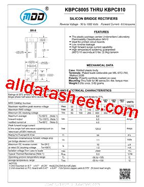 KBPC810 Datasheet PDF Microdiode Electronics Jiangsu Co Ltd