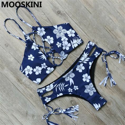 Leaf Print Criss Cross Bikini Set Artofit