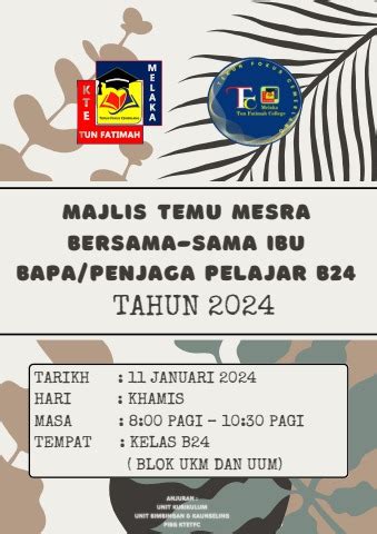 MAJLIS TEMU MESRA BERSAMA SAMA IBU BAPA PENJAGA PELAJAR B24 TAHUN 2024