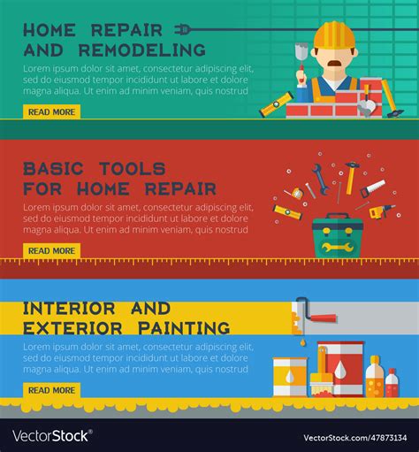 Home Repair Service Flat Banners Ser Repair Vector Image