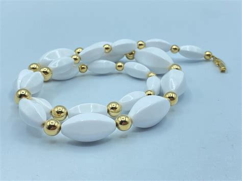 Vintage Napier Necklace Napier White And Gold Necklace Napier White