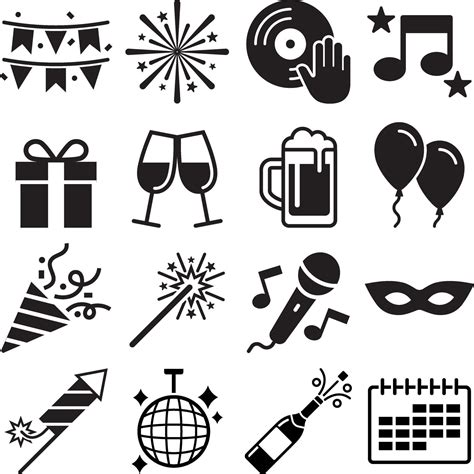 Conjunto De Iconos De Fiesta Ilustraciones Vectoriales 2094512 Vector