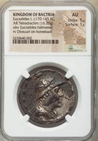 bactrian kingdom eucratides   great ca   bc ar tetradrachm