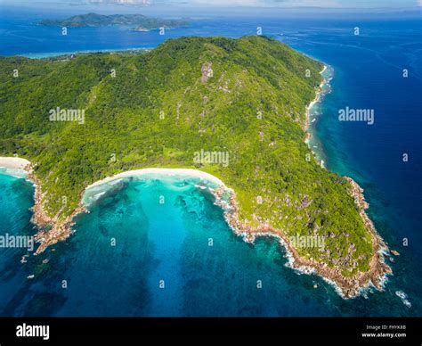 Seychelles La Digue View Of The Anse Cocos Beach Aerial View Stock