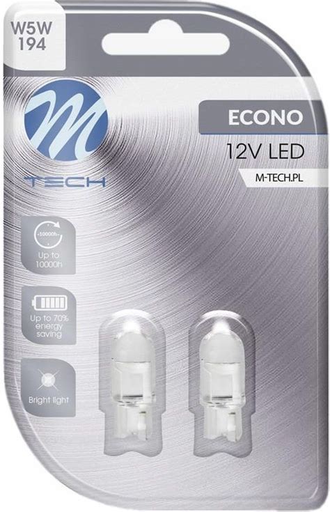 Żarowka samochodowa M-Tech Żarówki W5W T10 Led Walcowa Soczewka Szklana ...