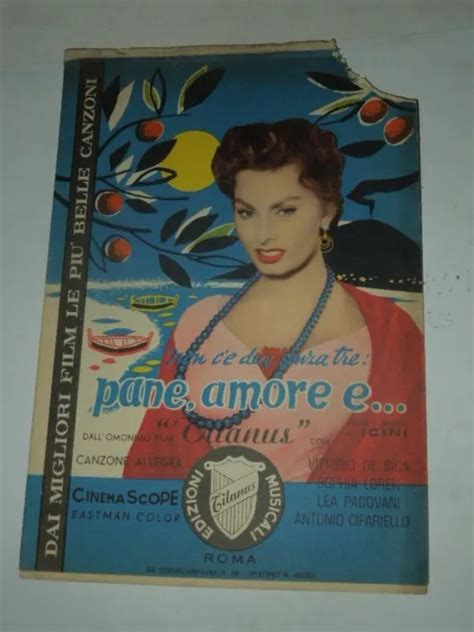 PANE AMORE E SPARTITO MUSICALE Da Film Sophia Loren E Vittorio De