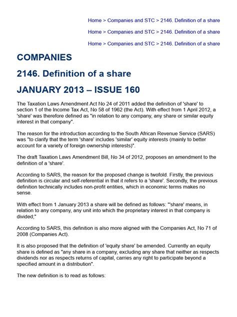 Tax Law: Share Definition Update | PDF | Stocks | Taxes 