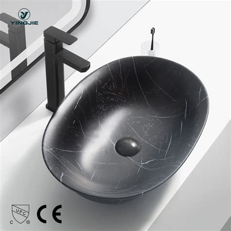 Hot Selling Black Bathroom Sanitary Ware Art Basin Rectangle Shape