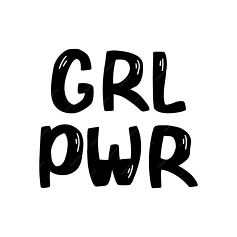 Premium Vector Girl Power Hand Drawn Ink Lettering Symbolic Feminist