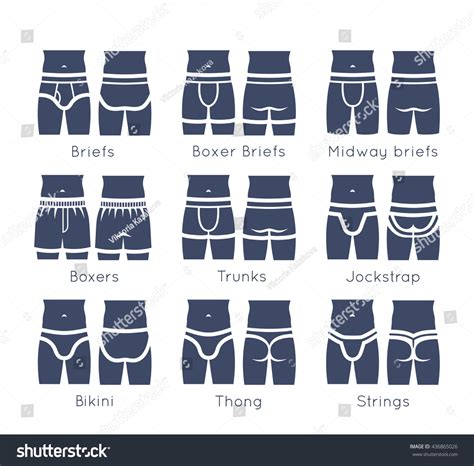 Male Underwear Types Flat Silhouettes Vector Stock Vector 436865026