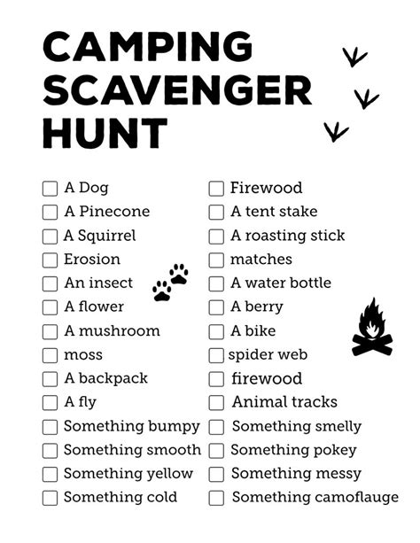 Camping Scavenger Hunt Printable Paper Trail Design