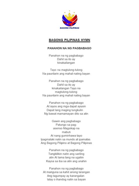 Bagong Pilipinas Hymn And Pledge Pdf