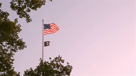 Usa Flag And Pow Mia Flag Waving In Slow Motion Stock Video Footage