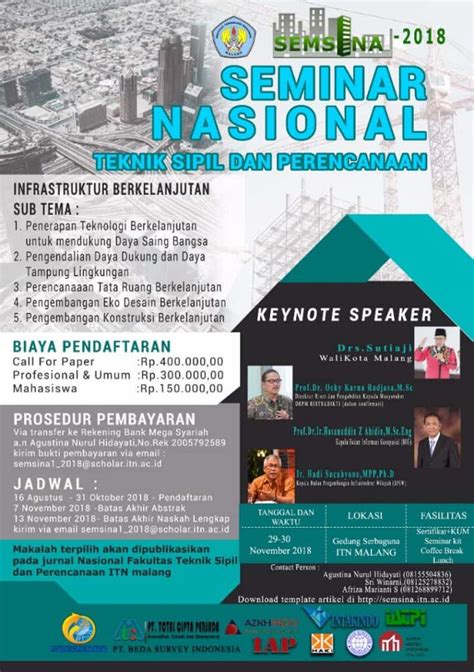 Seminar Nasional Teknik Sipil Dan Perencanaan Itn Malang Infrastruktur