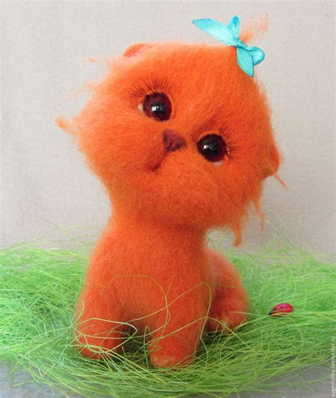 Купить Кошечка Милашка - рыжий, кот, котик, из шерсти, красивый ...