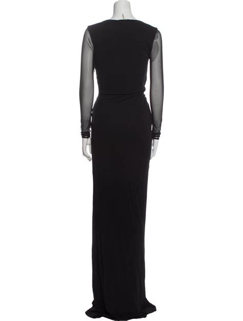 Halston Heritage V Neck Long Dress Black Dresses Clothing Wh163046