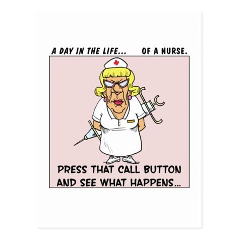 Angry Nurse Threatens Patients with Large Needle Postcard | Zazzle