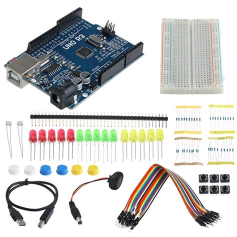 Kit Iniciante Uno R Mini Placa De Ensaio O Auxiliar E Led Para