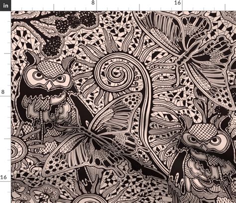 Black Magic Lace Nude Fabric Spoonflower