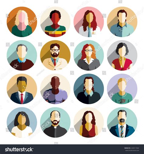 avatar flat design icons people icons stock vector royalty