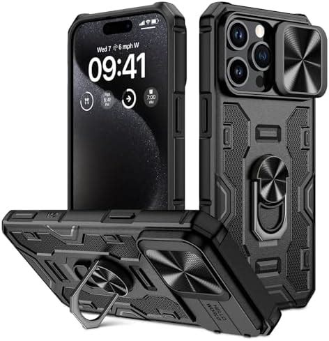 Doeshine Coque pour iPhone 15 Pro Max Anneau Rotatif à 360 Béquille