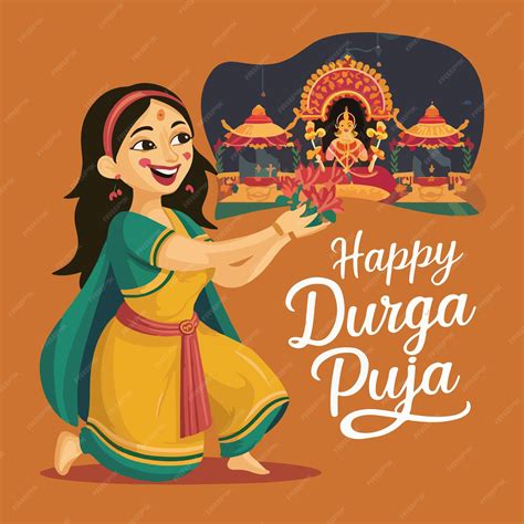 Happy Durga Puja Subh Navratri Background Design Premium Ai Generated